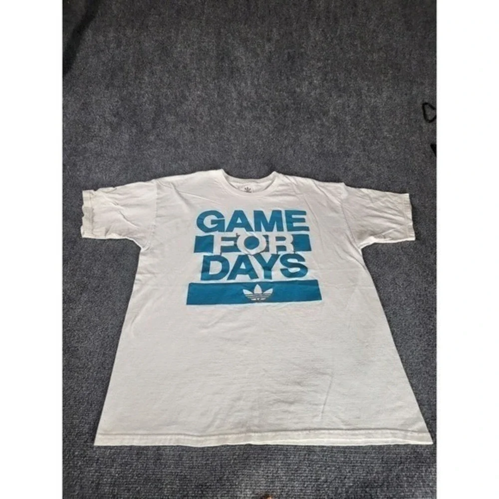 Adidas Game For Days Shirt Mens L Gray Graphic Print Tee Casual Athleisure Top